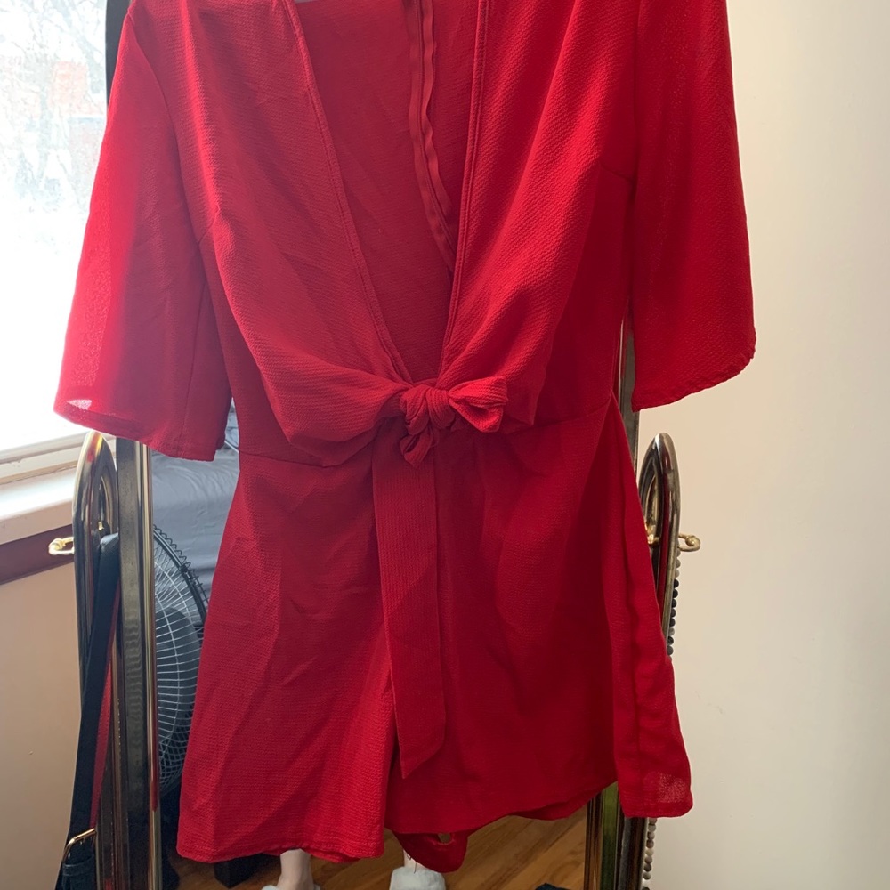 Red Pretty Little Thing Tie Romper